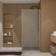 Paroi de douche 90 x 200 - Style Japandi courbes douces - Cadre effet Bois - Verre 6mm - HINATA Aurlane - FAC1112