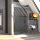 Paroi porte de douche 120x200cm type industriel coulissante CHROME- Verre trempe 8mm Aurlane - FAC613