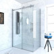 Paroi porte de douche coulissante + retour 140x90cm - RAILROAD CHROMED 140 FRONT-900 Aurlane - FAC633