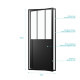 Paroi porte de douche à porte pivotante type atelier - profile noir mat - verre transparent 5mm - Workshop - Dimensions au choix 
