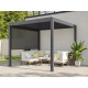 Pergola Bioclimatique AURORA Autoportee - 3X3m - 9m² - Gris - Aluminium - Ouverture des Lames Jusqu'à 90° - Lames en Acier Galvanisé 