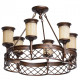 Plafonnier marron country 6 ampoules 50 cm