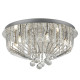 Plafonnier mela 23 cm, en chrome et cristal, 6 ampoules