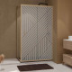 Porte de douche coulissante avec retour 120x80x200cm Style Japandi Géométrique - Cadre Effet Bois - HINATA Aurlane - PACF498