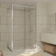 Porte de douche coulissante et retour 120x80x200cm - Profilés Chrome - Verre trempé 6mm - CHROMED CRUSH Aurlane - PACF492