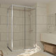 Porte de douche coulissante et retour 120x90x200cm - Verre trempé 6 mm - Profilé chrome - CHROMED CRUSH Aurlane - PACF493