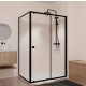 Porte de douche coulissante extensible 100x185cm et retour fixe 80cm Noir - BLACK SLIDE Aurlane - PACF530
