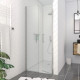 Porte de douche double battant 90x200cm - Verre trempé transparent 6mm - Profil chromé Aurlane - FAC228