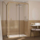 Porte de douche pivotante et retour 120x80x200cm - Profilés alu effet bois - Verre trempé 6mm - WOOD CRUSH Aurlane - PACF503