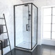Porte de douche pivotante et retour 90x90x200 - Profilés noir mat - CRUSH PIVOTANTE Aurlane - FAC625