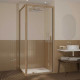 Porte de douche pivotante et retour 90x90x200cm - Profilés alu effet bois - Verre trempé 6mm - WOOD CRUSH Aurlane - PACF502