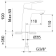 Mitigeur pour lavabo NF Master C1 - 110 mm - Avec vidage synthétique - STANDARD HIDRAULICA - 99188C 
