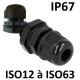 Presse étoupes noir iso ip67 + contre écrou m25 - ø 13 -18mm - perçage 25,5mm