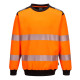 Sweat-shirt  manches longues à col rond haute visibilité pw3 - Couleur et Taille au choix  Orange-Noir