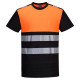 Tee-shirt manches courtes haute visibilité pw3 - Couleur et Taille au choix  Noir-Orange