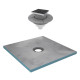 Receveur de douche à carreler 90x90 cm avec bondes à sortie verticale - Grille Inox - RAINY Aurlane - PACR002
