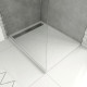 Receveur en acrylique Blanc effet pierre 80x100x4 cm - Grille linéaire chrome – MOON Aurlane - FAC610