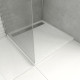 Receveur en acrylique Blanc Effet Pierre 90x90x4 cm - Grille Linéaire Chrome - MOON Aurlane - FAC609