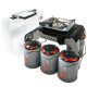 Réchaud gaz piezo 2400w fivestar + 4 cartouches gaz 450 gr butane-propane avec pieds pliables + mallette de transport