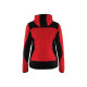Veste tricoté capuche femme  49312117 rouge fluo-noir