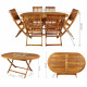 Salon de jardin en bois naturel huilé 1 table + 6 chaises 