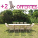 Salon jardin en teck batan 8 chaises 2 fauteuils - bundle chaises 