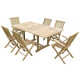 Ensemble salon de jardin en teck premium sunang 4 chaises 2 fauteuils jenae