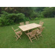 Ensemble salon de jardin en teck premium sunang 4 chaises 2 fauteuils jenae 