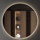 Meuble de salle de bain vasque déportée - 2 tiroirs - olympe et miroir rond led solen - cambrian (chêne) - 80cm 