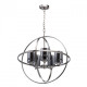 Suspension argentée loft 5 ampoules 100 cm