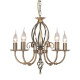 Suspension artisan, laiton antique, 5 ampoules