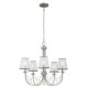Suspension aveline, acier brossé, 5 ampoules, avec abat-jour