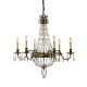 Suspension bellini, bronze oxydé et cristal, 6 ampoules