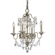 Suspension gianna, argent et cristal , 4 ampoules