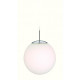 Suspension globe, acier brossé et verre