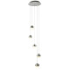 Suspension marbles, chrome et verre, 5 ampoules