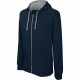 Sweat-shirt zippé capuche contrastée kariban homme - Coloris et taille au choix Marine