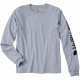 Tee shirt manches longues carhartt 100% coton - Coloris et taille au choix Gris-clair