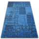 Tapis vintage 22215/073 bleu / gris patchwork - Dimension au choix