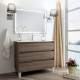 Meuble de salle de bain simple vasque - 3 tiroirs - tiris 3c et miroir led veldi - britannia (chêne foncé) - 100cm