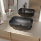 Vasque à poser rectangulaire en céramique noire mat effet marbre 46x32x13.5 cm - BLACK MARBLE Aurlane - VAS074