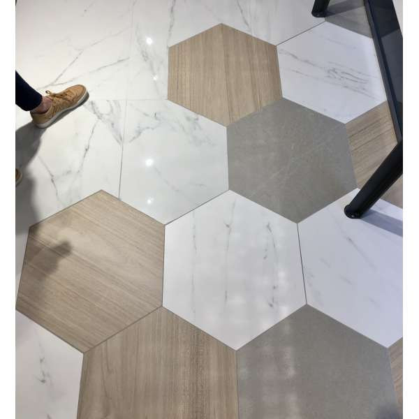 nikoi hexagono verbier carrelage hexagonal grand format aspect marbre 51 9 x 59 9 cm distriartisan