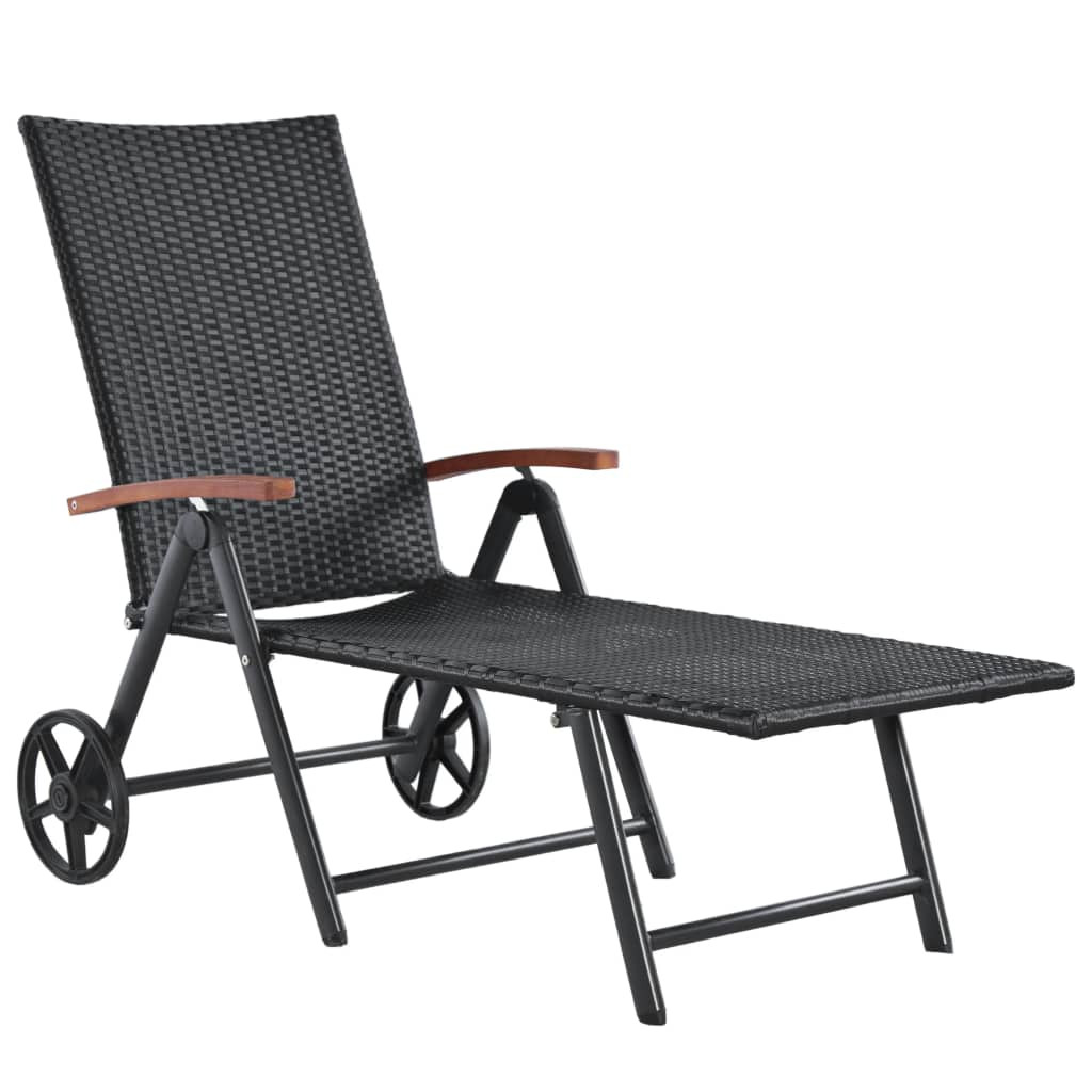 vidaXL Vidaxl chaise longue résine tressée et bois d vidaXL Vidaxl chaise longue résine tressée et bois d