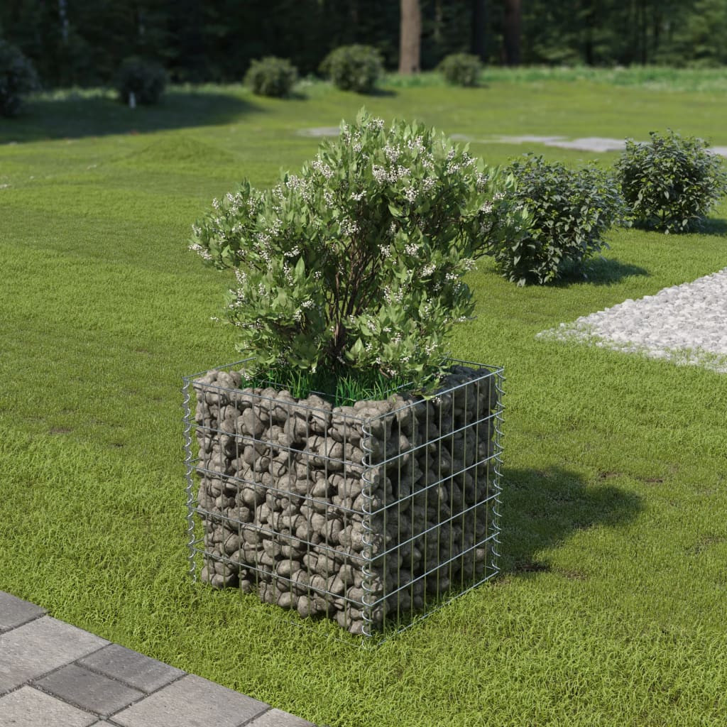 vidaxl jardiniere a gabion acier galvanise 50 x 50 x 50 cm distriartisan