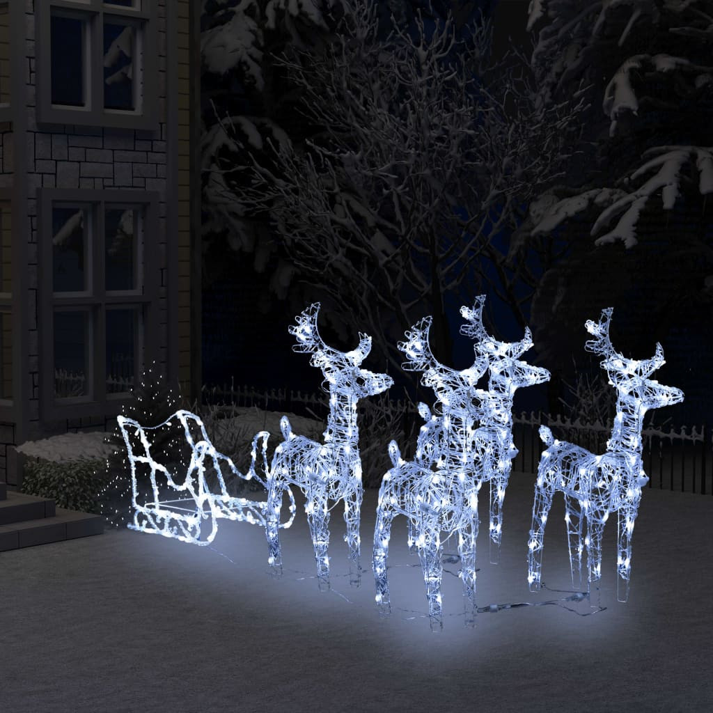 vidaxl decoration de noel rennes et traineau 400 led acrylique distriartisan