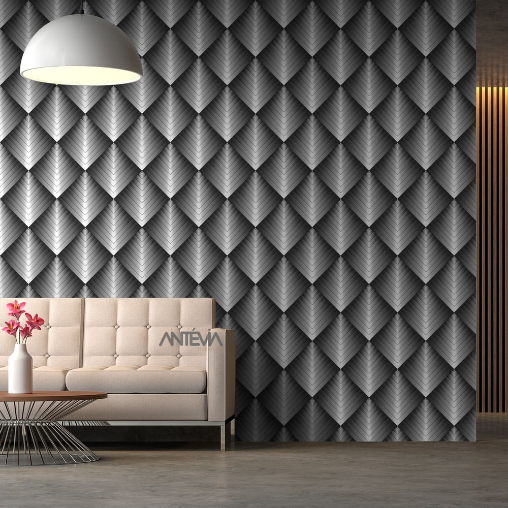 antevia materiaux papier peint intisse vinyle effet 3d modele carre plongeant gris distriartisan