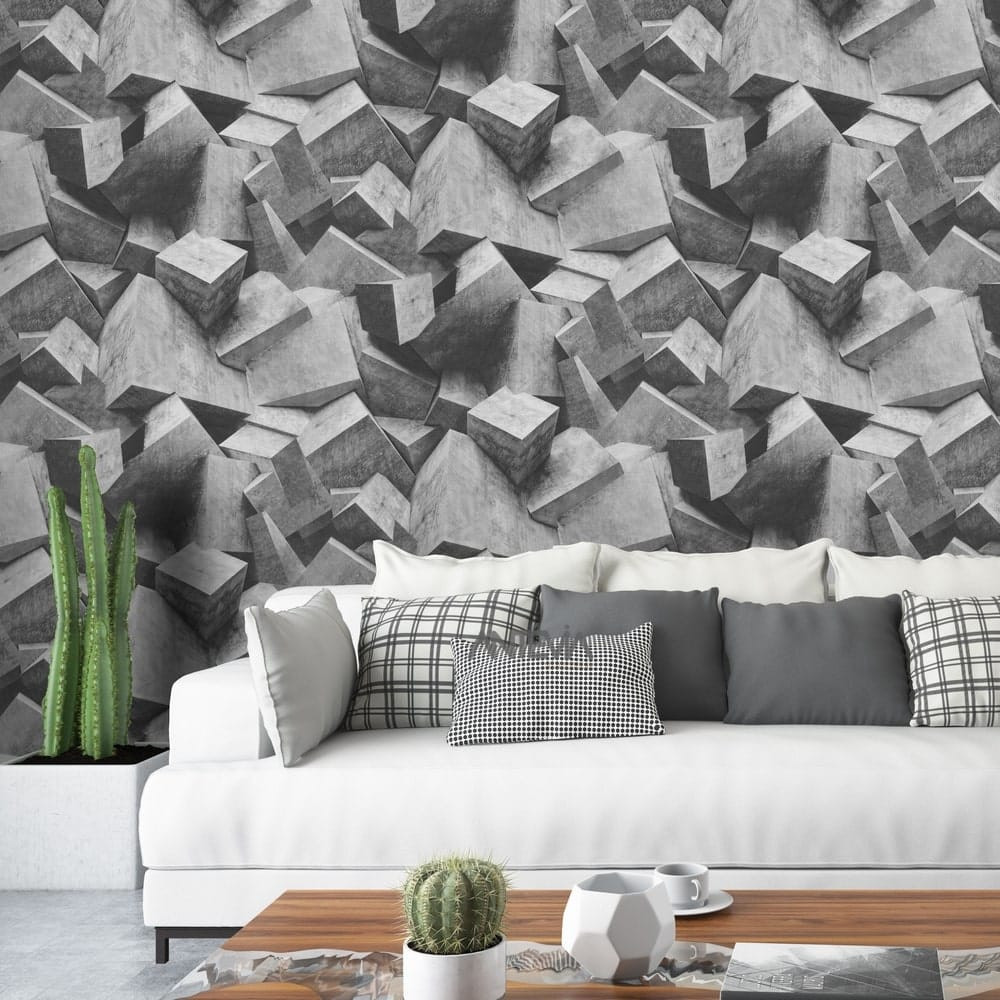 antevia materiaux papier peint intisse vinyle effet 3d modele plateforme carre gris distriartisan