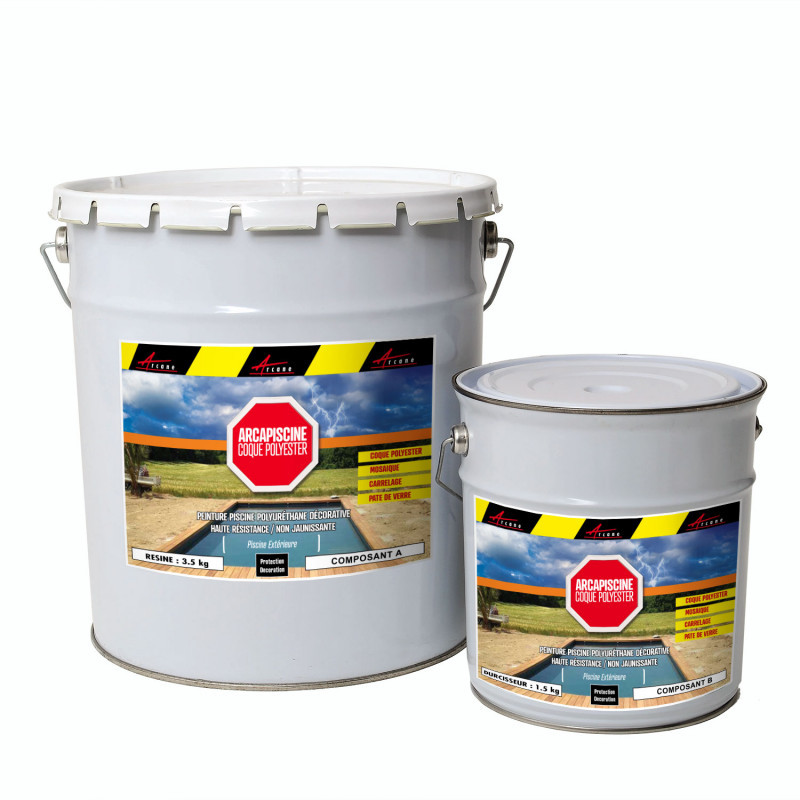 Arcane Industries Peinture Piscine Coque Polyester Carrelage Plus Resistante Qu Une Peinture Epoxy Bassin Polyurethane Blanc Kit De 5 Kg Jusqu A 12 5 M Distriartisan