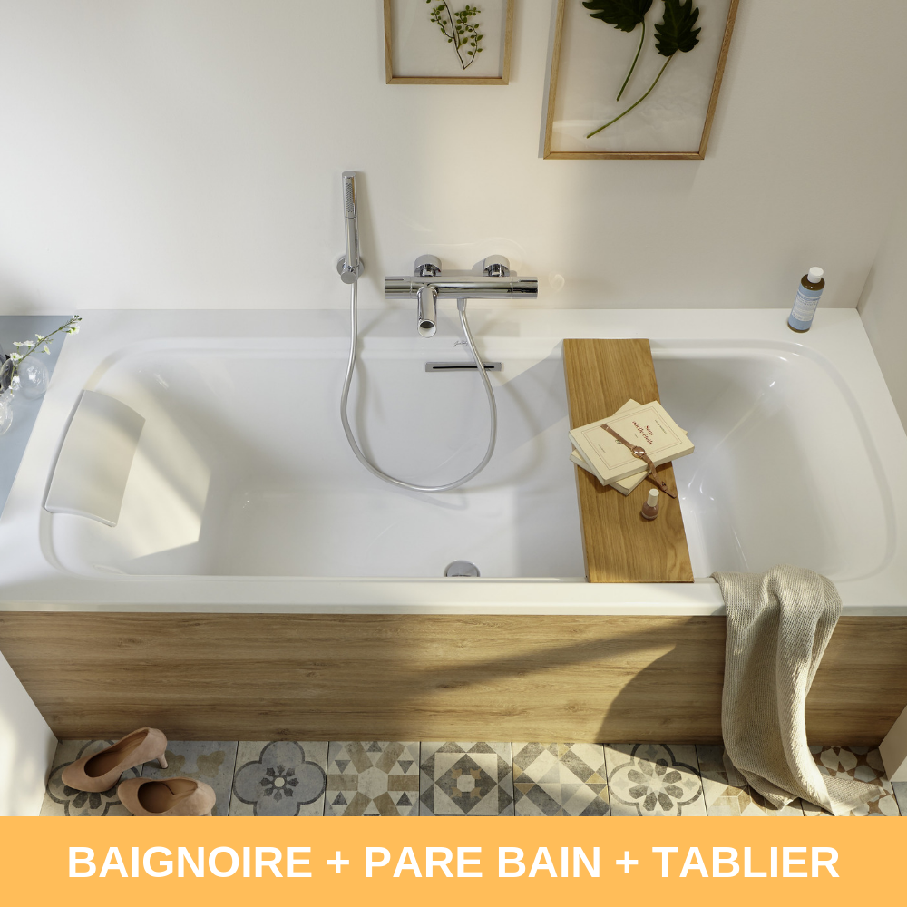 jacob delafon baignoire acrylique elite tablier elite et pare bain struktura dimensions au choix distriartisan