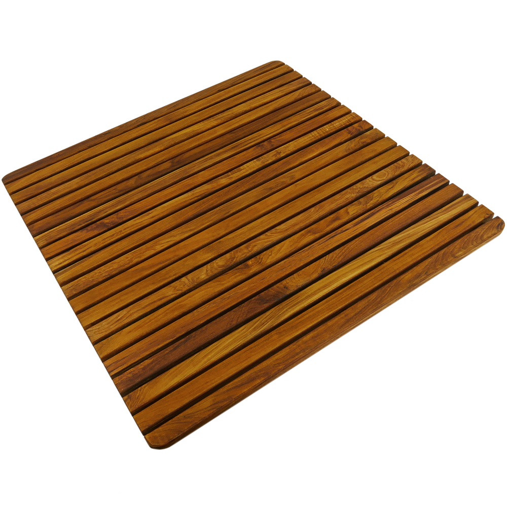 primematik caillebotis de douche en bois de teck certifie 71 x 71 cm carre distriartisan